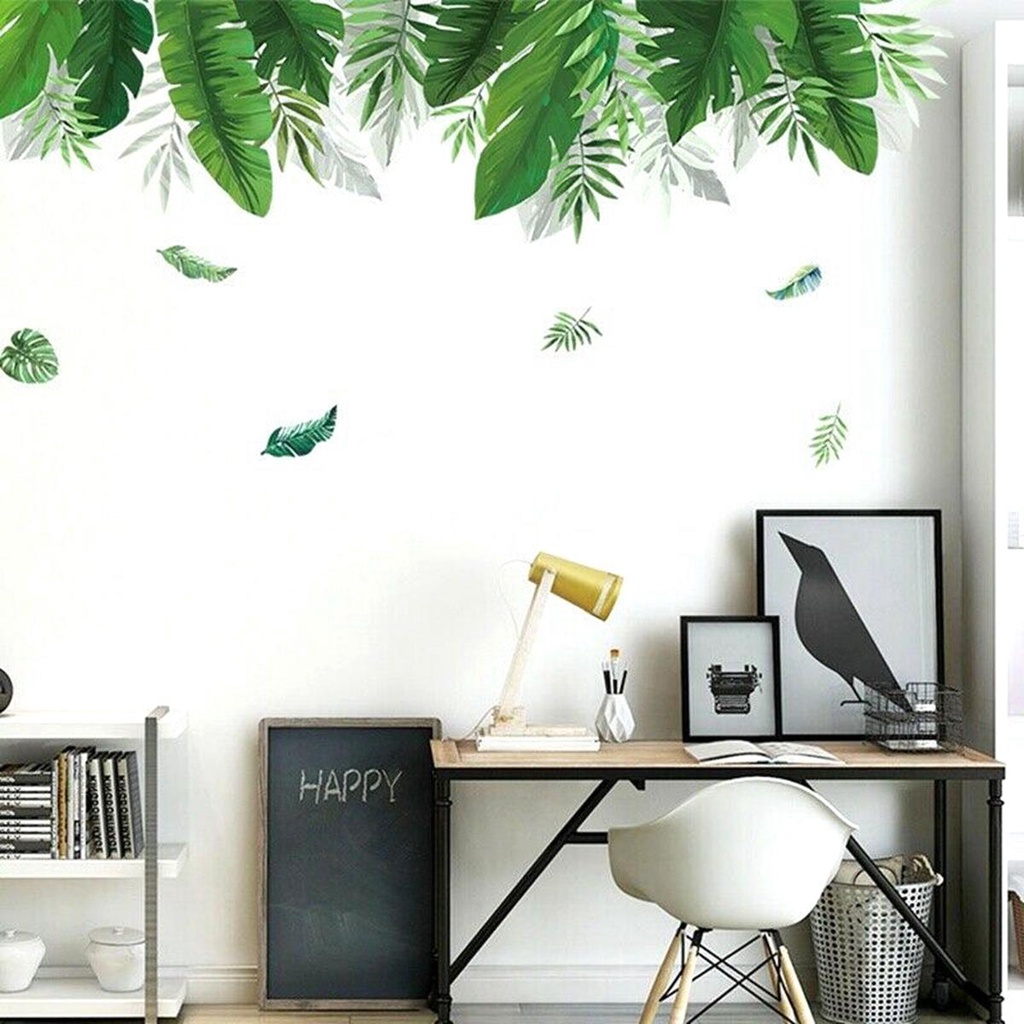 NICKOLAS1 Stiker Dinding Ruang Tamu Kamar Tidur Removable Daun Hijau Musim Panas Self Adhesive Mural