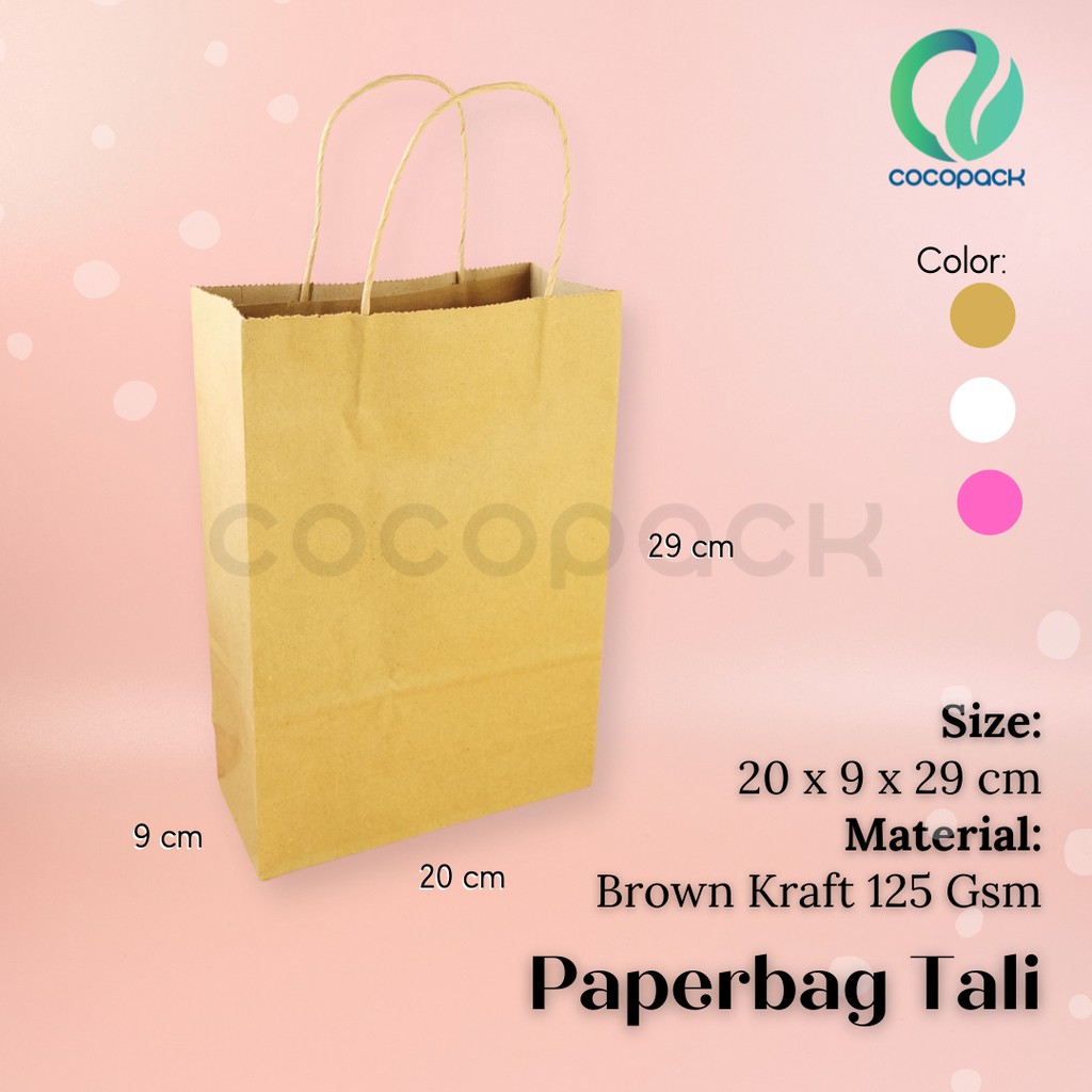 

(10 PCS) Paperbag Kantong Kertas Tali XL 20 x 9 x 29 cm - Brown