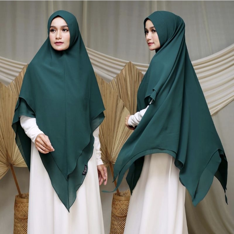 TERPOPULER premuim-khimar jamilah hijab jilbab ceruty 2 layer jumbo ori jns hijab