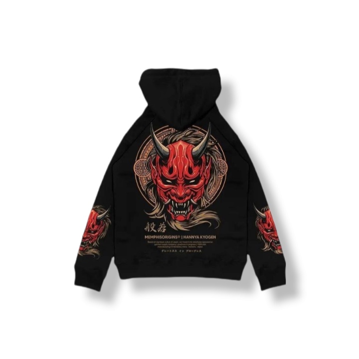 Sweater Hoodie MemphisOrigins Hannya Kyogen V2 / Sweater Jepang Memphis Origins Warna Hitam / Jaket 