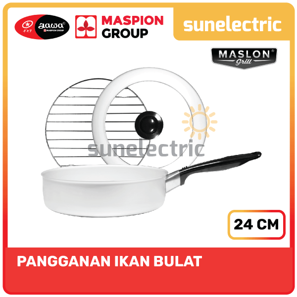 Maspion BLG Panggangan Ikan / Ayam / Sosis Bakar / Panci Pemanggang Grill / Griller Bulat 24 cm