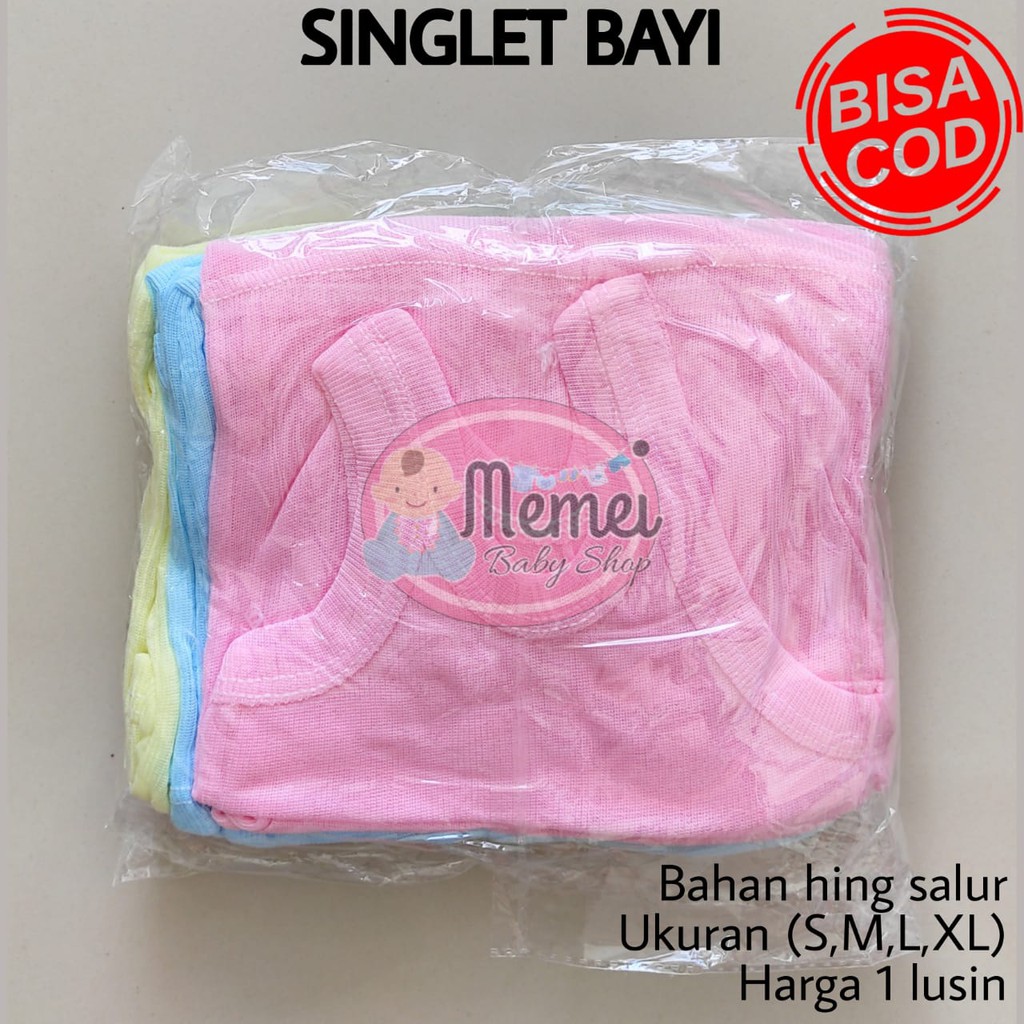 1 LUSIN (12 pcs) Kaos dalam bayi WARNA ukuran S / M / L / XL