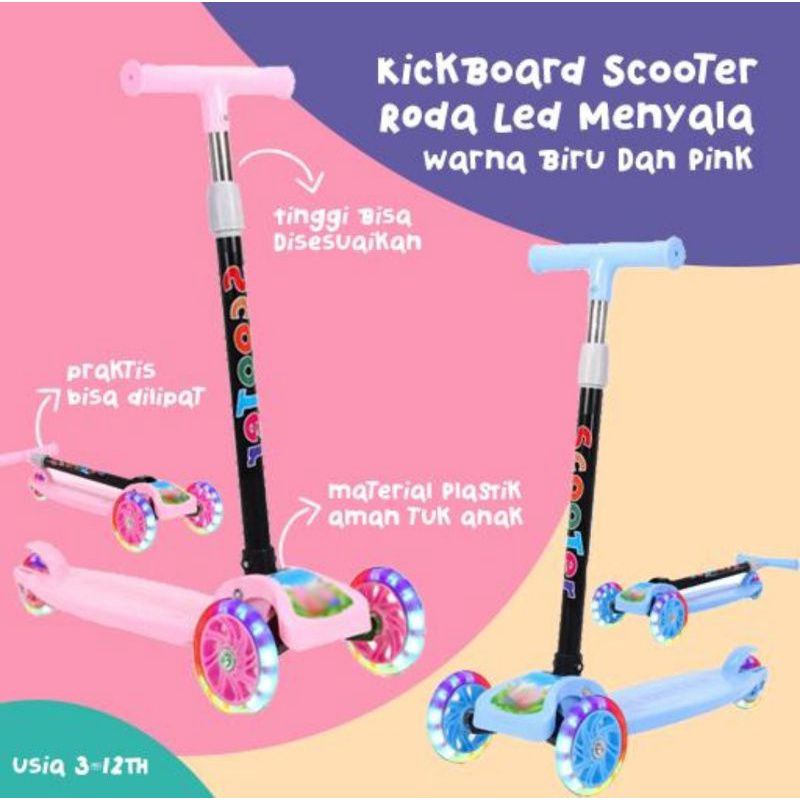 Scooter 3 Roda Led kickboard Skuter Otoped Anak 3 Roda Lampu