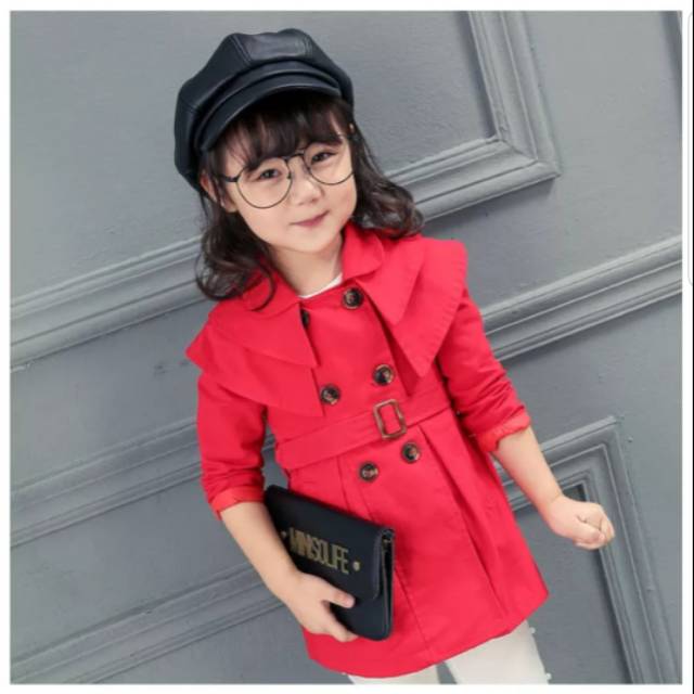 Jacket jas merah fashion import anak perempuan