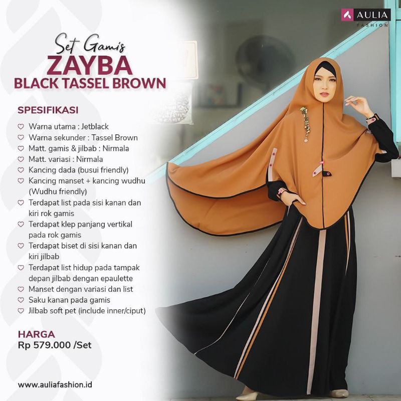 Gamis Aulia Zayba Black Tassel Brown Set