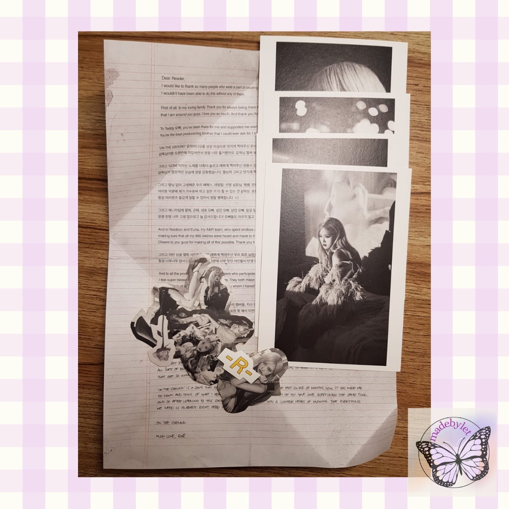 R SINGLE ALBUM ROSE SOLO POSTCARD, LYRICS BOOK, STICKER