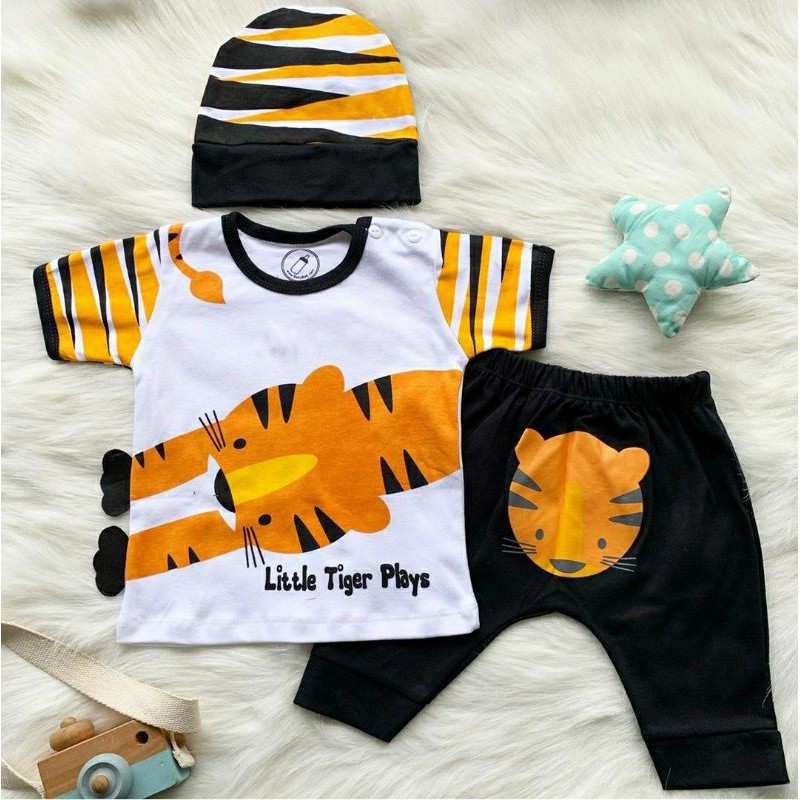 Baju setelan kaos celana topi gambar lucu kekinian fashion anak bayi cowok laki keren murah -tig