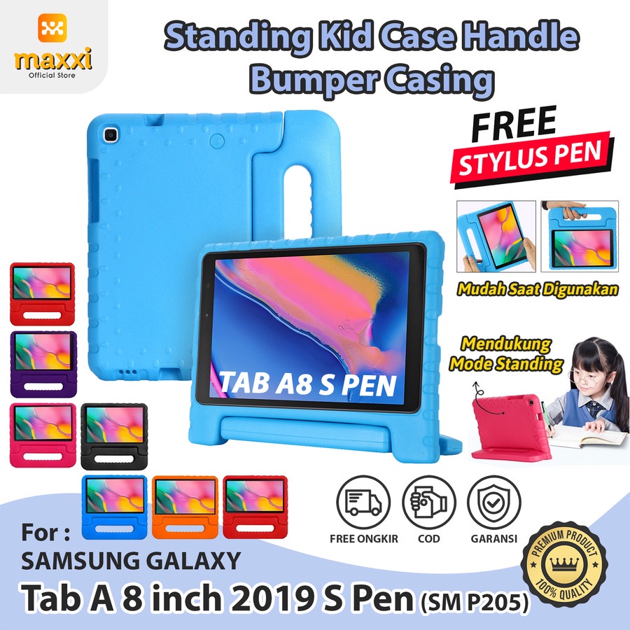 Samsung Galaxy Tab A 8.0 A8 8 inch 2019 S Pen P205 P200 iPad Pro 11 2021 Softcase Kid Anak Handle Jinjing Case Casing Cover Shockproof Kids Pelindung Sarung Kesing Tablet
