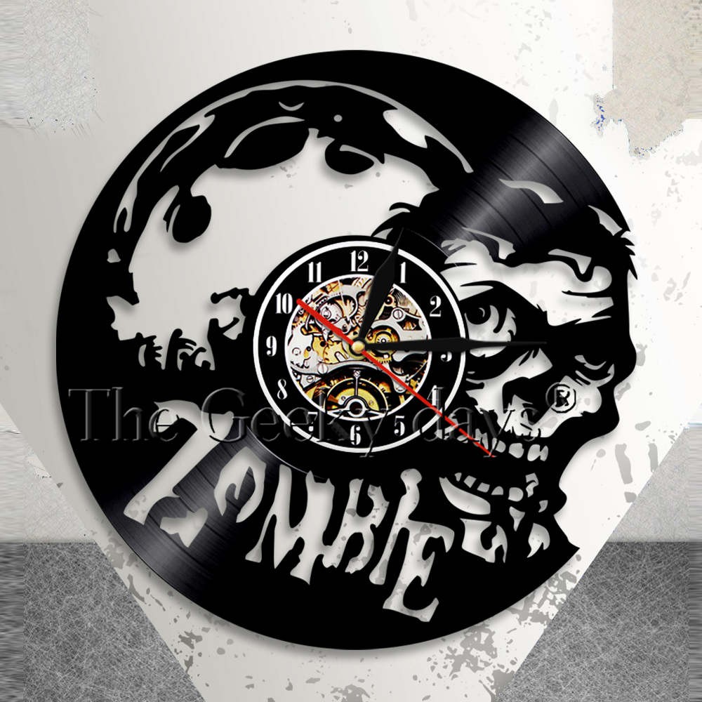 Zombie Wall Clock Horror Wall Art Zombie Infection Vintage Vinyl Record Wall Clock