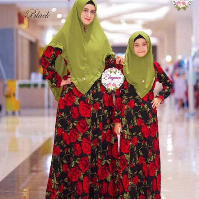 BK  ARABELLA SYARI COUPLE adik kaka roses set khimar sedang kakak besar wafle crepe original