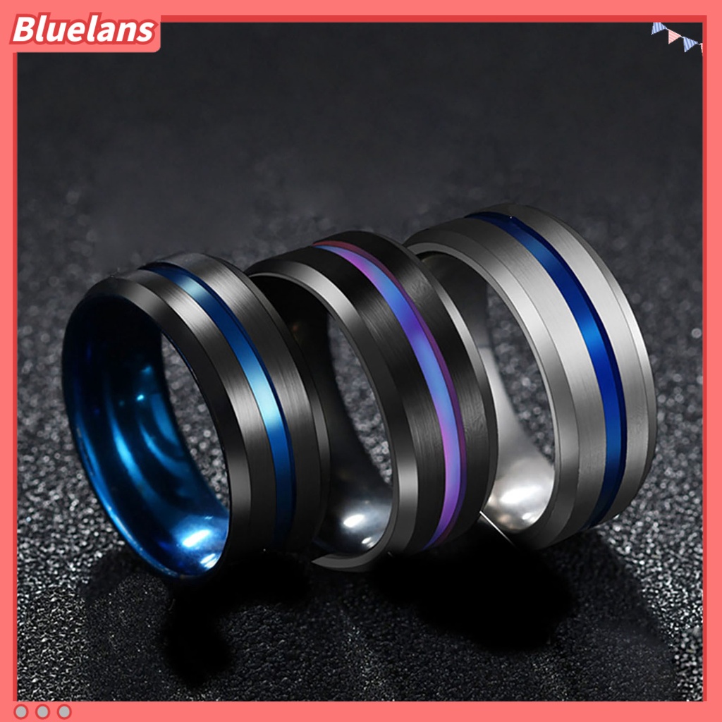 Bluelans Cincin Jari Warna Ganda Ukuran 8MM Untuk Unisex