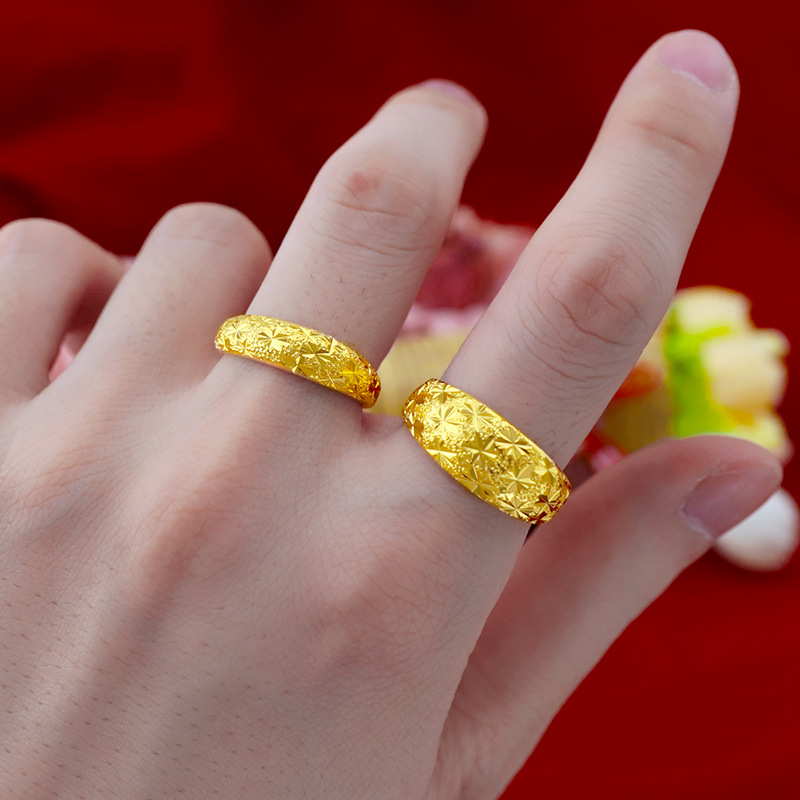 Cincin Lapis Emas Asli Kadar 375 Motif Bintang Gaya Retro Korea Untuk Wanita