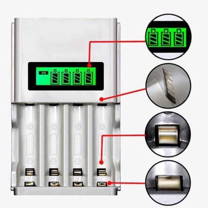Charger Baterai for AA AAA 4 Slots LCD