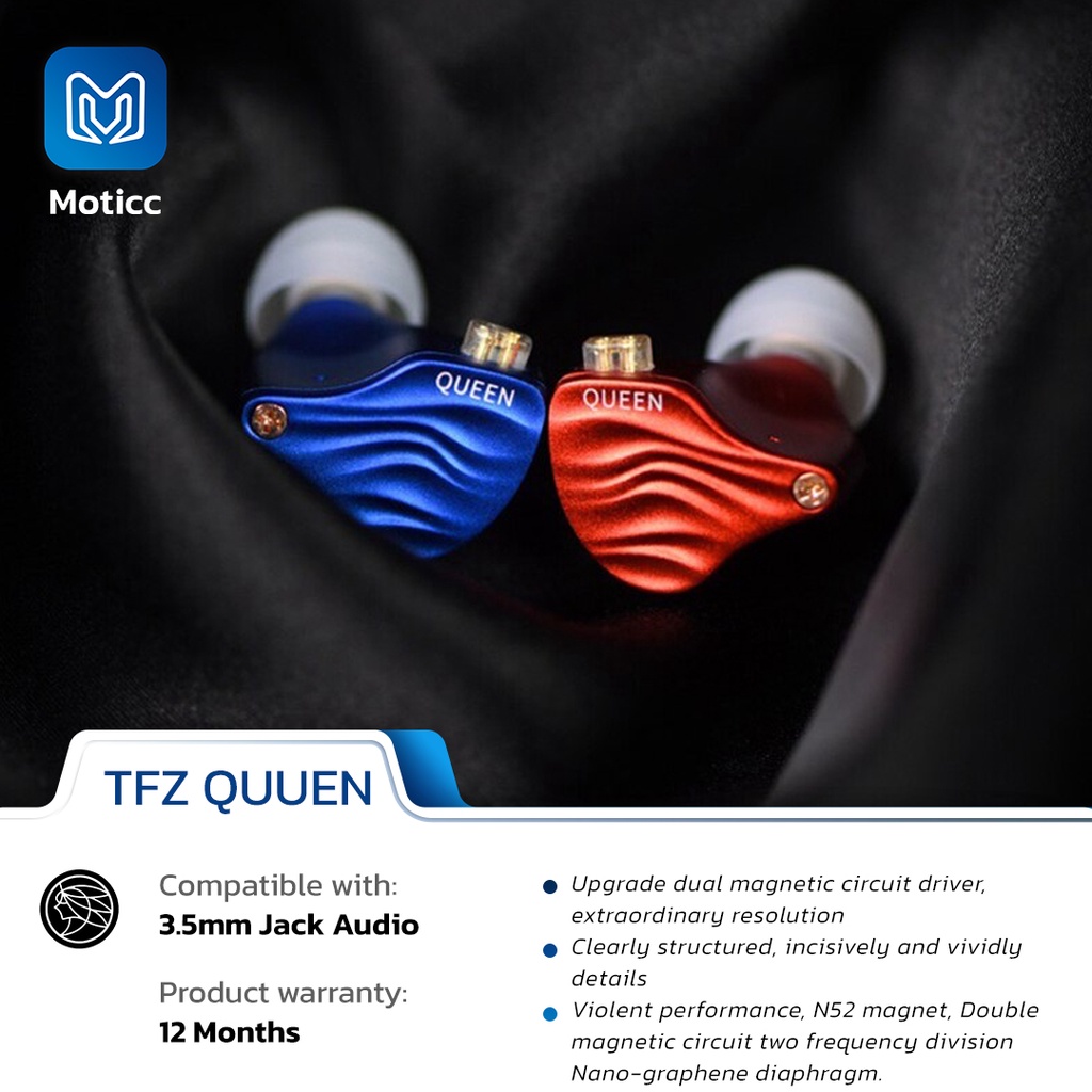 ✅ [Garansi 1 Tahun] TFZ Queen HiFi Hybrid Dynamic In Ear Monitor Earphone