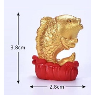 Cake Toper Figure Topper Miniatur Hiasan Kue Imlek Ikan Hoki Gold Emas