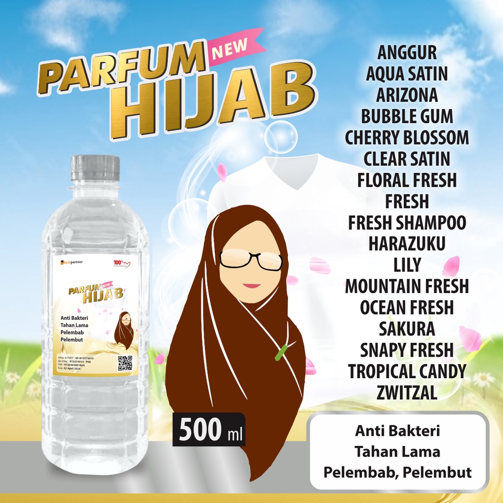 Parfum Laundry Jilbab Aroma Segar 500 ml / Parfum Pewangi Jilbab 500 ml  Botol petFree Bubble wrap