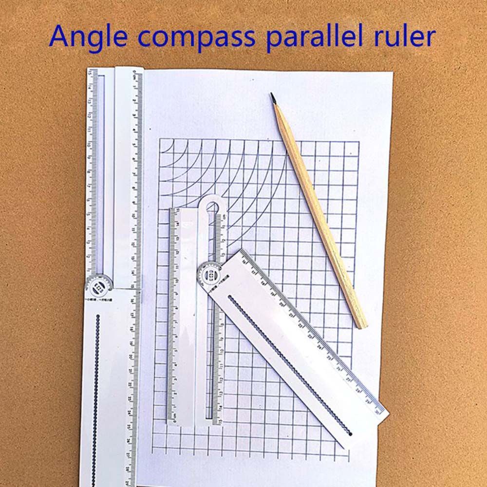 LANFY Transparent Protractor Plastic Drawing Tool Rectangle Ruler 30cm Simple Style Angle Stationery Supplies Student Compass parallel Ruler/Multicolor