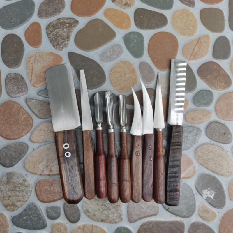 Pisau garnish buah sayur, pisau tumpeng TERLENGKAP