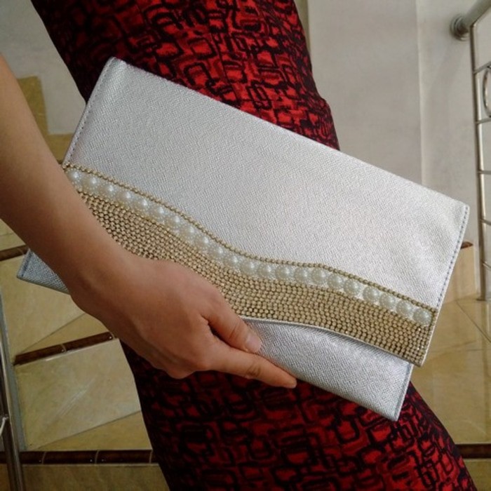 PROMO  Tas Pesta Wanita Import Clutches Kristal Mutiara Hitam Gold Silver  Terlaris