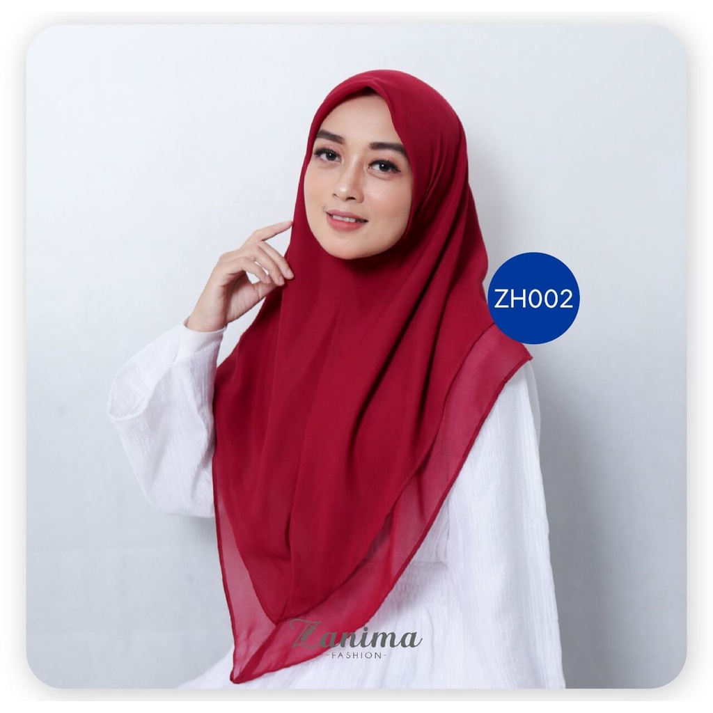 Jilbab Segi Empat Instan Double Layer Bahan Ceruti Babydoll - Zanima Red