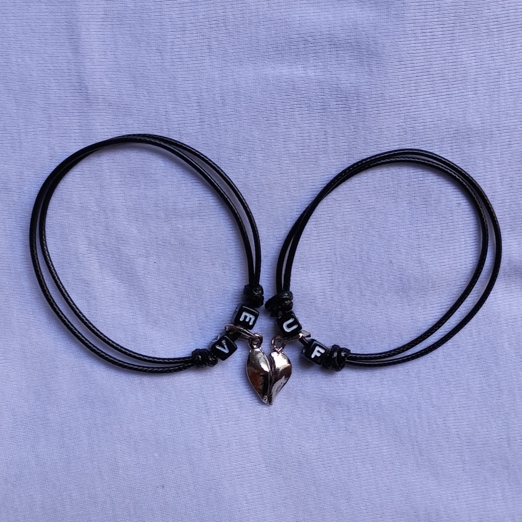 (COD) Gelang Couple Korean 1 Set 2pcs - Gelang Magnet Love HRF