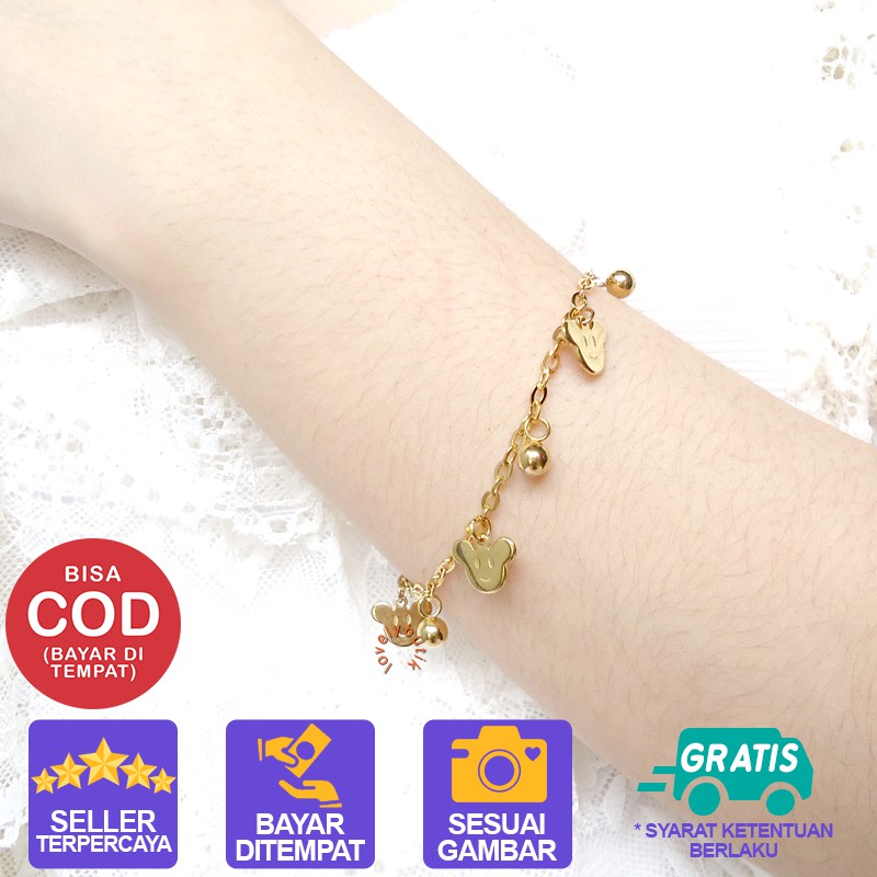 Lovelybutik Gelang Tangan Titanium Anti karat Mouse Gelang Tangan Titanium  Ukuran 18 cm