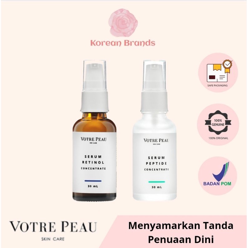 Votre Peau Combo Serum Bundle : Serum Retinol &amp; Serum Peptide Menyamarkan Penuaan Dini