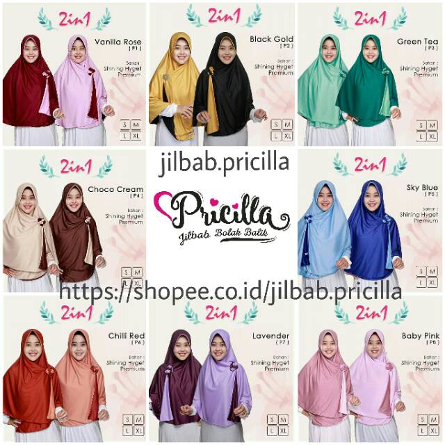 JILBAB INSTAN BOLAK BALIK PRICILLA ORIGINAL PAD-1