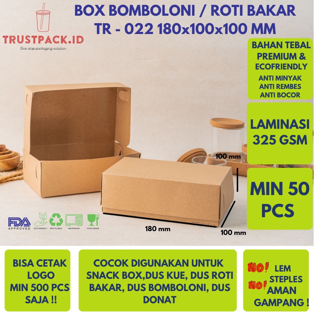 BOX KRAFT DUS KARDUS KOTAK ROTI BAKAR DONAT BOMBOLONI BOLU 18x10x10 cm