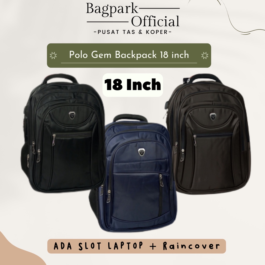 Tas Ransel Polo Gem 18 Inch Backpack Ransel Kerja Polo Original Ransel Jumbo Import Free Usb Kode Digit Expander