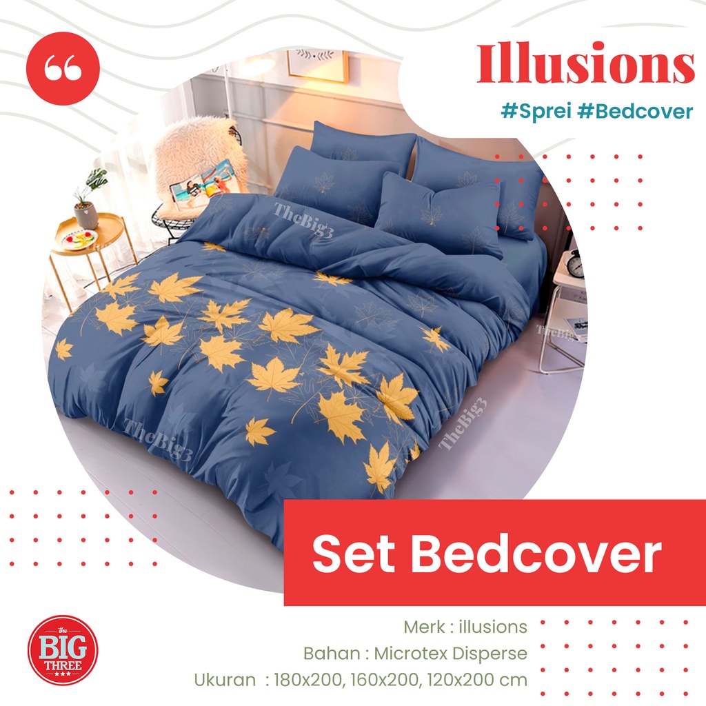 ILLUSIONS Set Bedcover FLAT 180x200 / 160x200 Aston Arima Alina Joanna Sabrina Luna Helma Jessie Vinela Terra Sabrina Febiola Light Star Indira Ralia Indira Raven Terra Vinella Prisa Ghina Juno Vena Vinela Daisy Slater - King 180 Fitted illusions