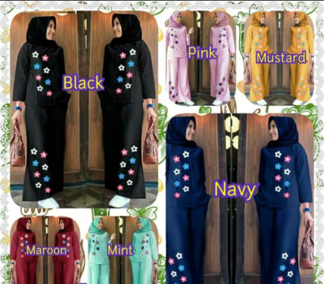RN Set Mustafa Baju Setelan Muslim Wanita Kekinian Fashion Muslim terbaru