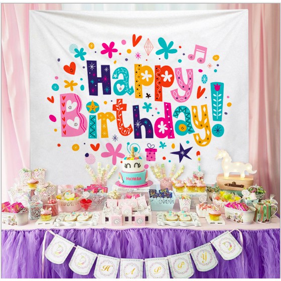 LATAR BACKGROUND DEKORASI ULANG TAHUN HAPPY BIRTHDAY PAJANGAN DINDING ULANG TAHUN 150x130