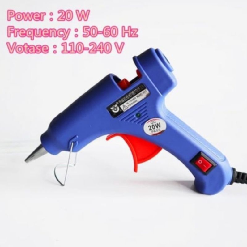 ALAT LEM TEMBAK BIRU ON/OFF/HOT Melt Glue Gun On Off 20WATT