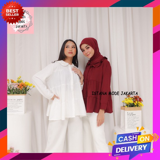Blouse Wanita Korean Style Fashion Muslim Atasan Wanita Korea Blouse Import Blouse Cewek Kekinian Le