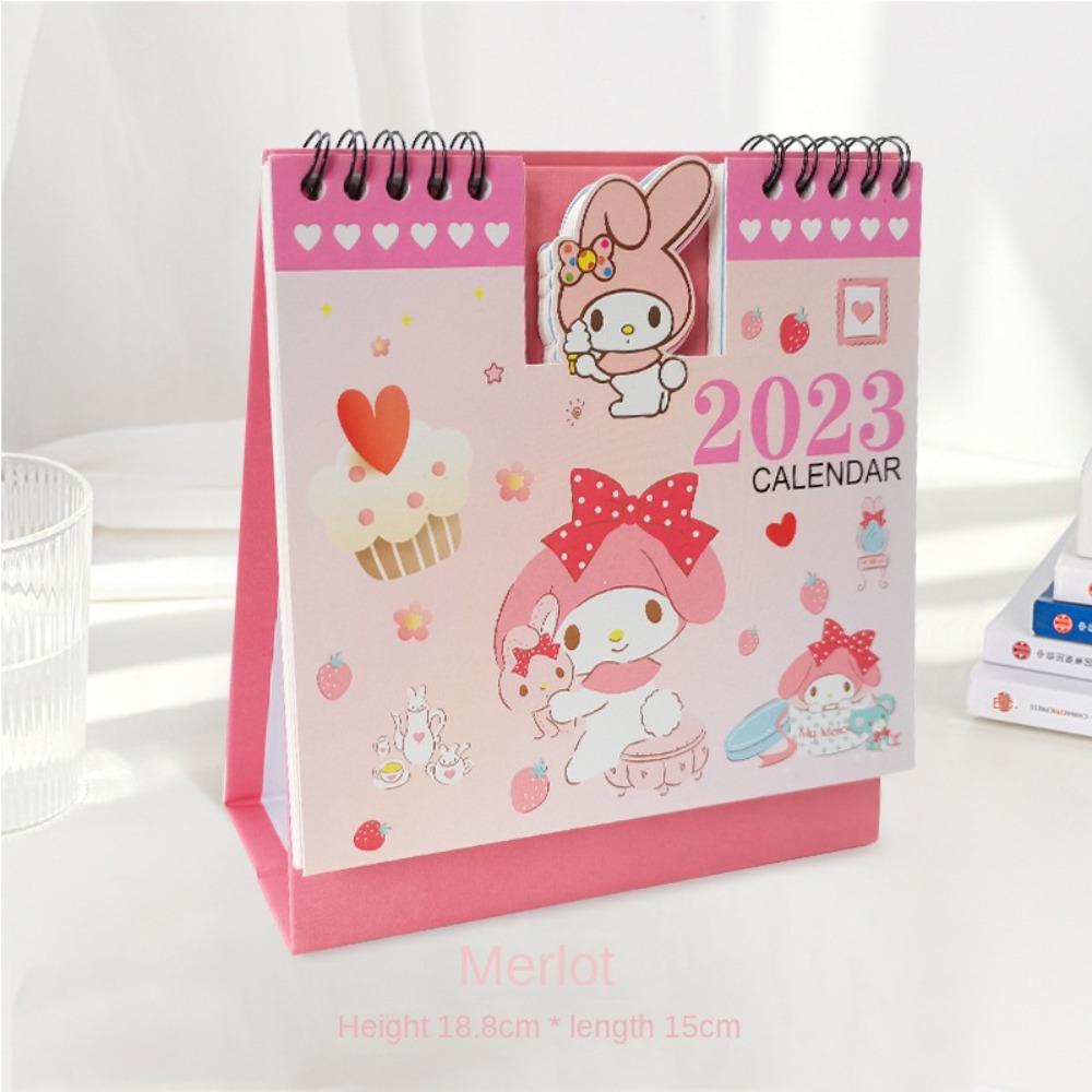 [Elegan] Kalender Meja 2023tahunan Kawaii Kartun Siswa Perencana Berdiri Sendiri Agenda Mini Tabletop Cowok Cewek Standing Flip Calendar