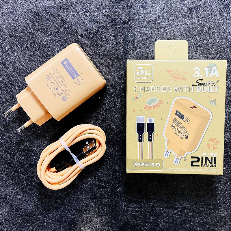 【CA002】[GROSIR/COD]Skyhigh Charger+Micro Cable 3.1A 16W Macaron Travel Adaptor Colokan USB Port 5G QC3.0 Quick Charging