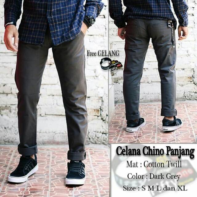 Celana Chino Original Slimfit Terbaru Chino Pants AbuAbu Casual Pria Size 27 38 Kantor COWOK