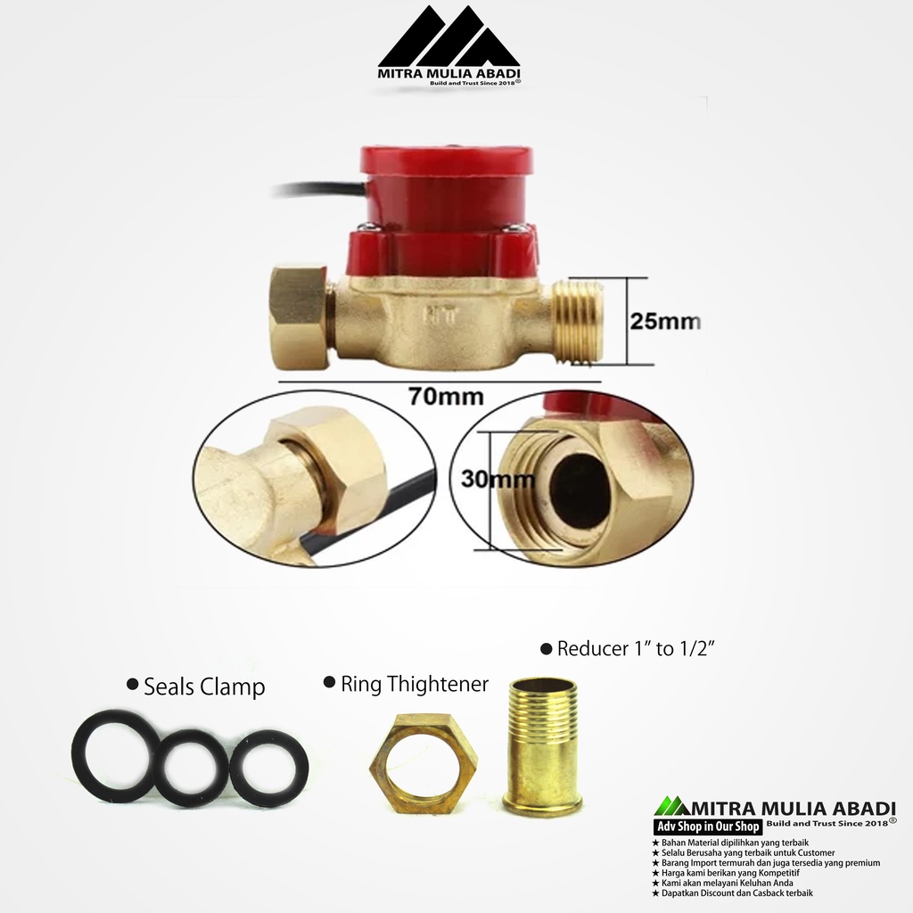 FLOW SWITCH 1 X 3/4 INCH ISCO - WATER FLOW SWITCH - OTOMATIS POMPA AIR