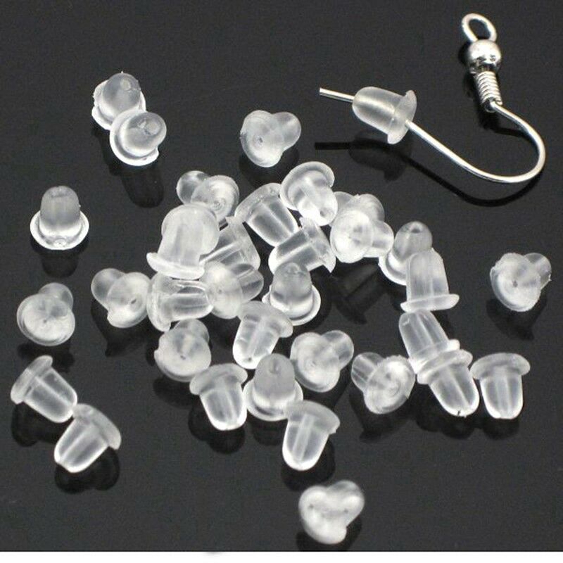 1000PCS Earring Back Stoppers Wholesale Rubber Ear Post Nuts Findings 4MM