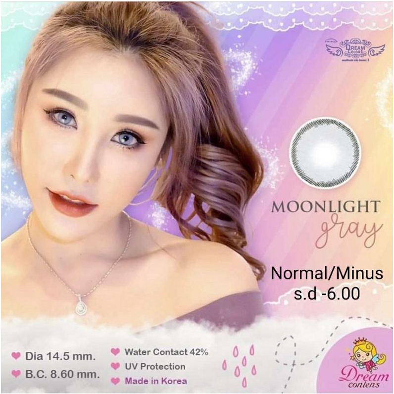 Softlens Moonlight Gray Grey Dreamcolor Normal Minus s.d -6.00 softlen Made in Korea Kemenkes