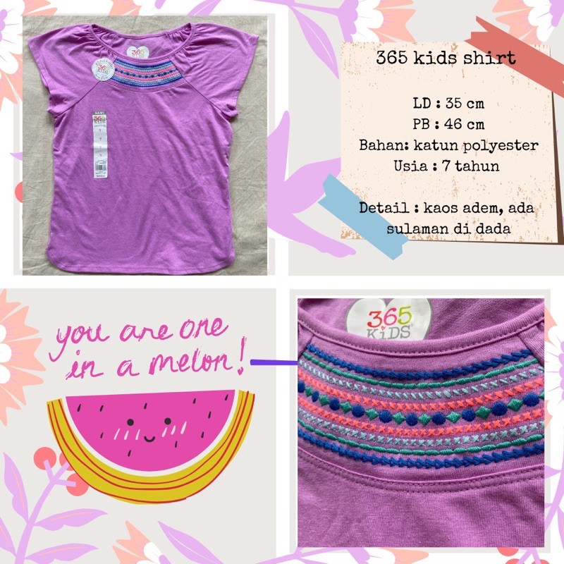 Kaos anak 365 kids umur 7th