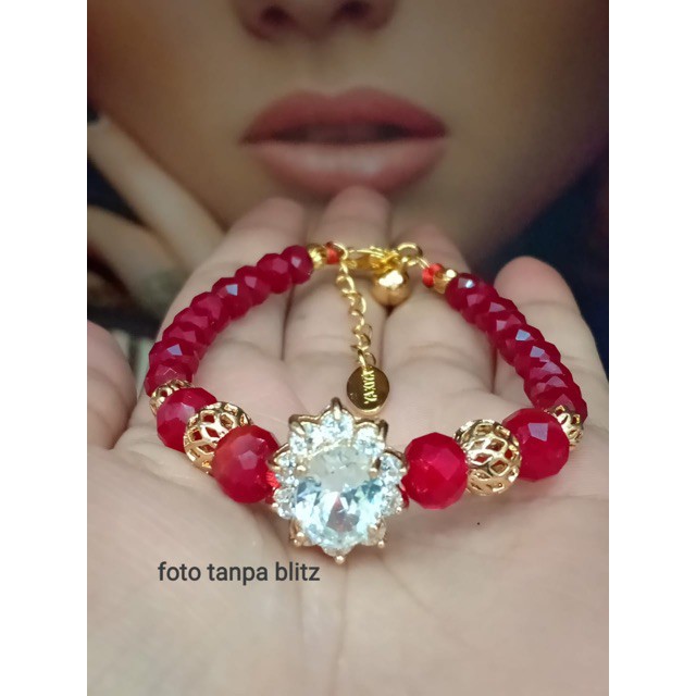 Gelang kristal merah pandora love