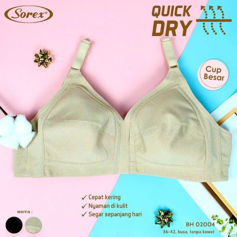 SOREX Bra Basic QUICK DRY 02004 Busa tipis tanpa kawat CUP BESAR