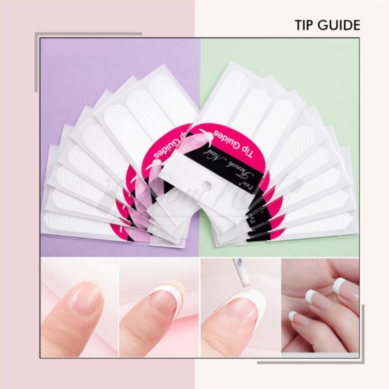 Tip nail guide sticker kuku stiker nail art french menicure pedicure sticker french manicure