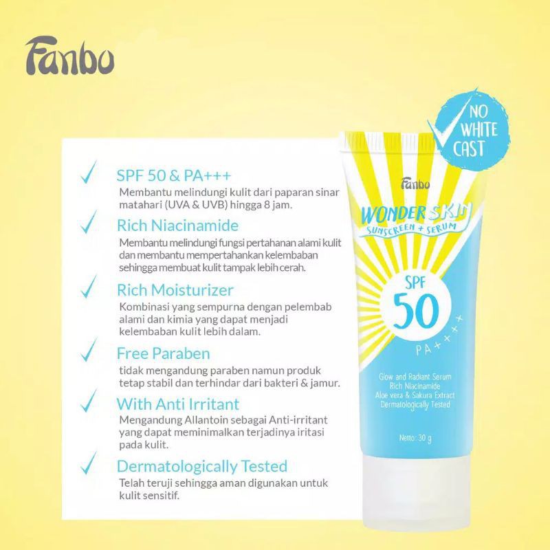 Fanbo Wonder Skin Sunscreen + Serum SPF 50 PA+++ | Fanbo Acne Rescue Water Gel Sunscreen SPF 35 PA++++