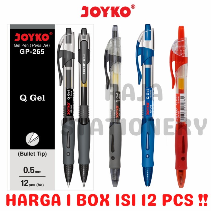 

JOYKO GEL PEN QGEL PENA PULPEN JOYKO CETEK Q-GEL GP-265 1 BOX 12 PCS - Hitam
