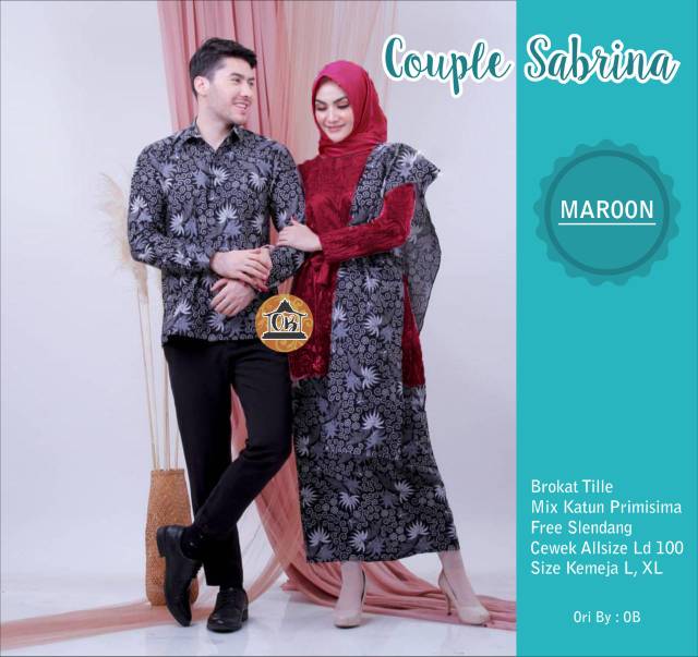 BATIK COUPLE SABRINA  SELENDANG MUTIARA sania ruffle - adila couple brokat modern batik modern -