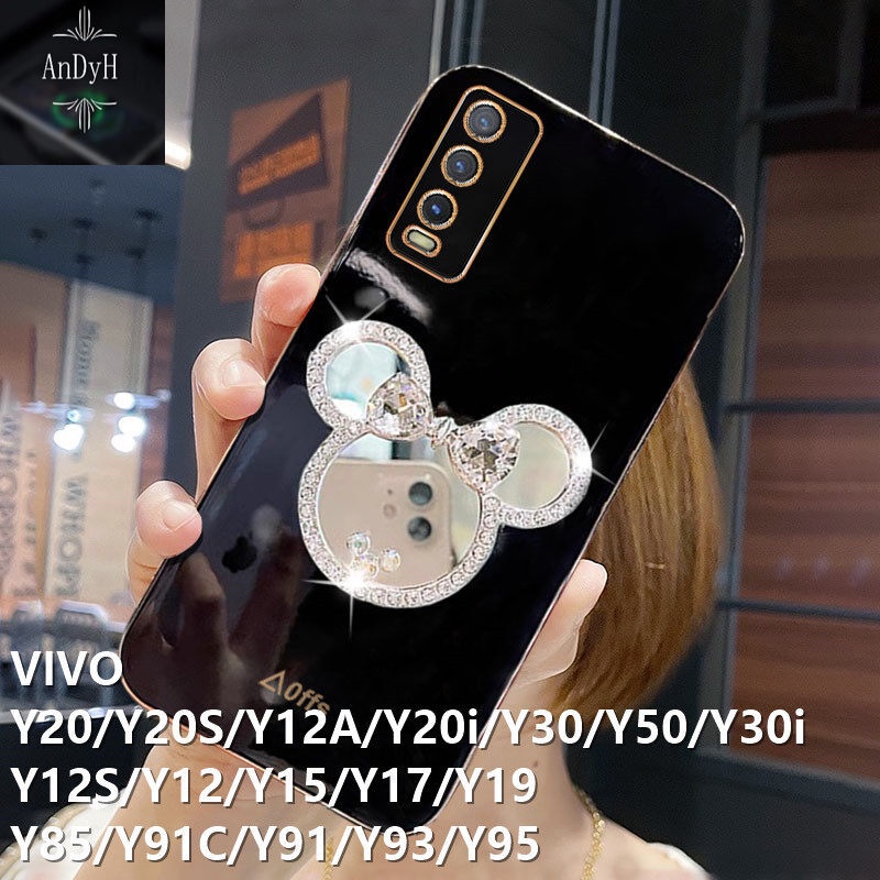 Case Desain Mickey Mouse Aksen Cermin Untuk VIVO Y93 Y91 Y95 Y30 Y30i Y50 V9 Y85 Z1 Z3X V15Pro V15 S1