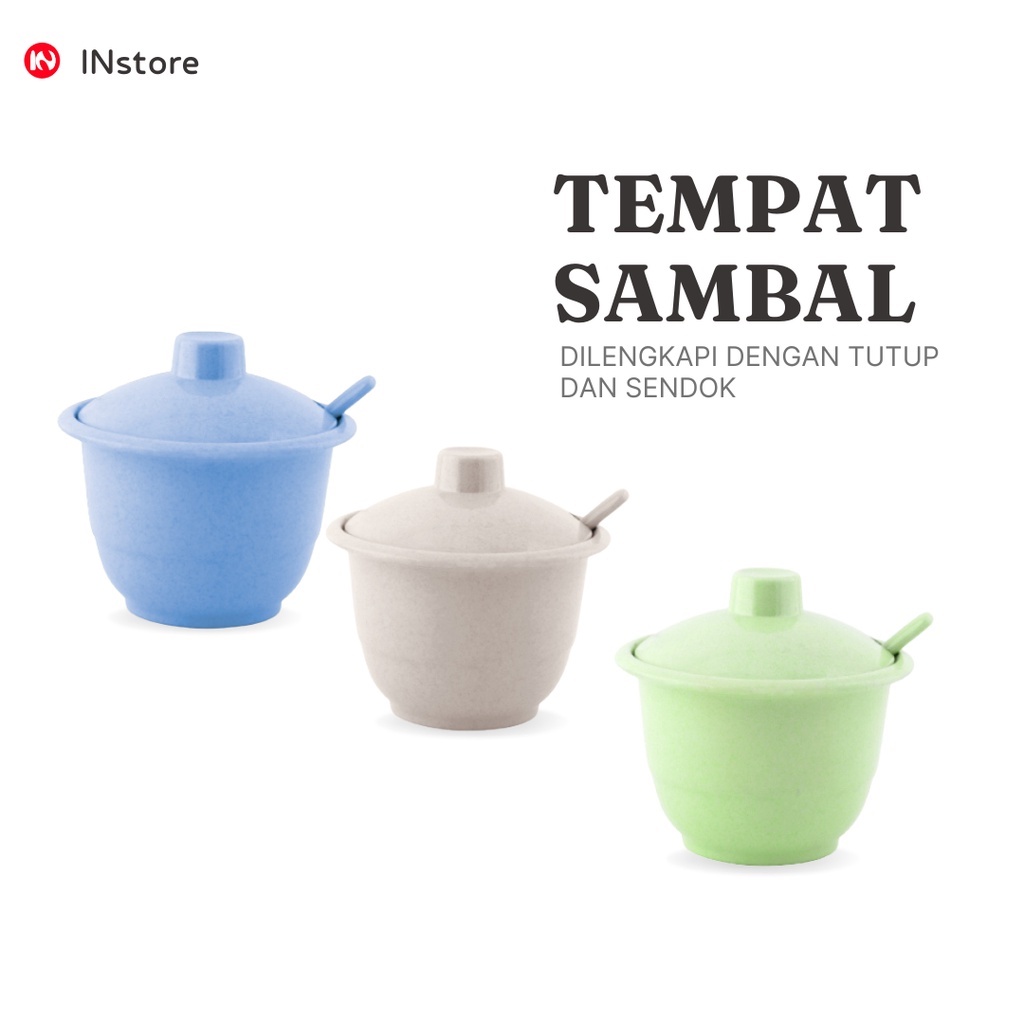 Tempat Sambal + Tutup + Sendok 260 ml Bahan Melamin